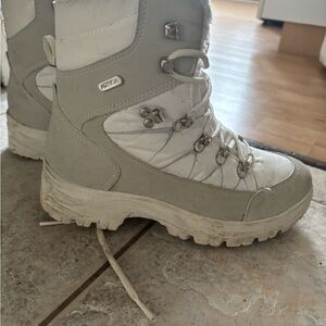 White and Gray Winter Boots